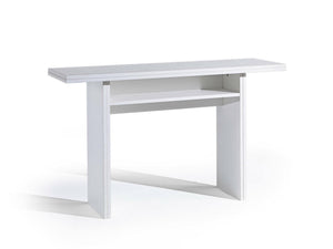 Tavolo allungabile Lavanda, Tavolo da pranzo con apertura a libro, Consolle multiuso allungabile, Made in Italy, Cm 120x70h75, Bianco