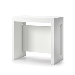 Tavolo allungabile Glicine, Tavolo da pranzo estensibile, Consolle multiuso con allunghe, Made in Italy, Cm 186x80h76, Bianco