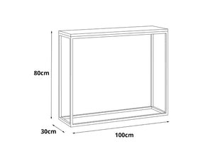 Tavolo alto da cucina, Tavolo ausiliario con gambe in metallo, Consolle rettangolare da bar stile idustrial, cm 100x30h80, colore Bianco opaco