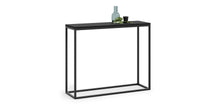 Tavolo alto da cucina, Tavolo ausiliario con gambe in metallo, Consolle rettangolare da bar stile idustrial, cm 100x30h80, colore Nero