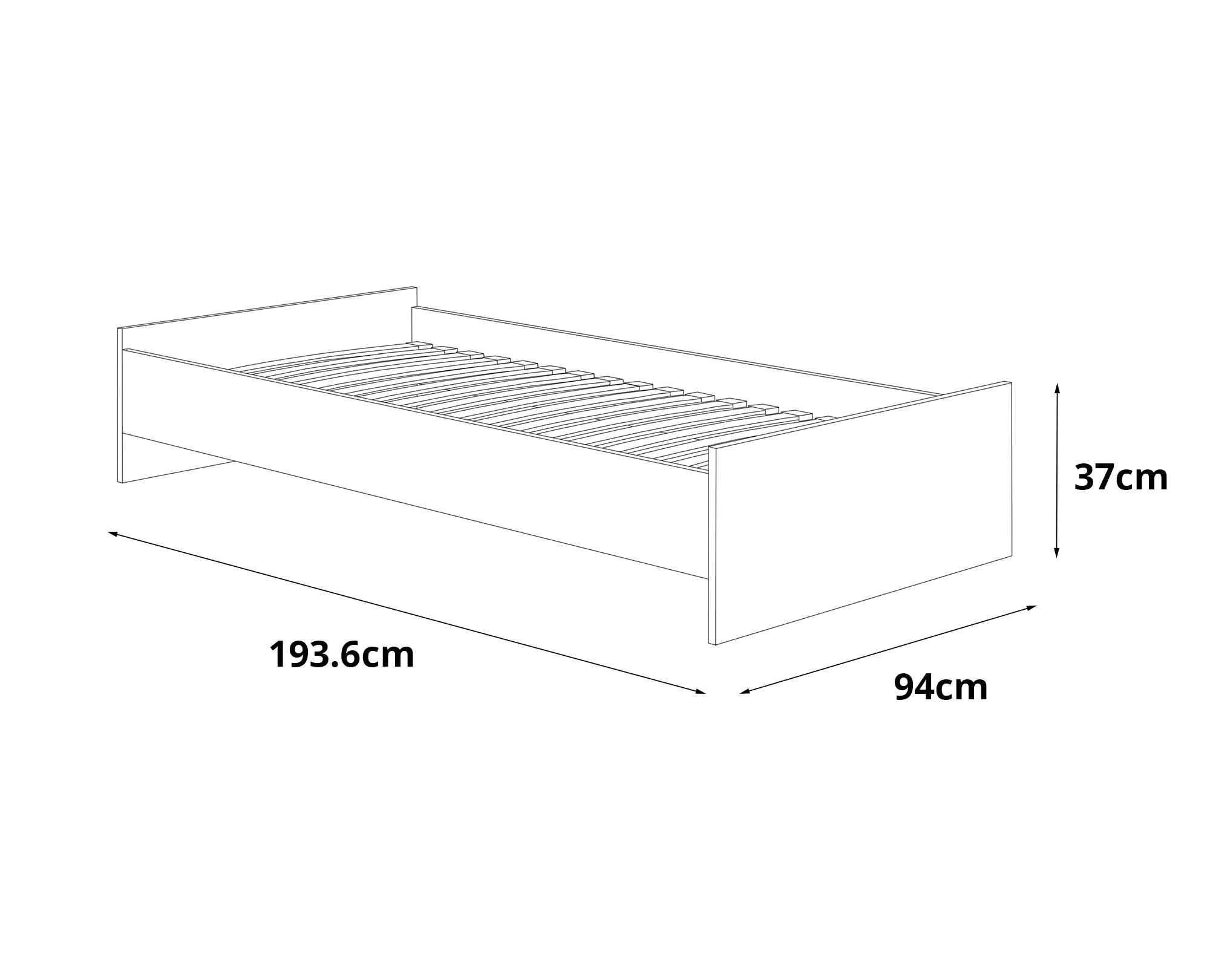 Letto singolo moderno con testiera, letto a una piazza adatto a materasso da 90x190 cm, colore Rovere