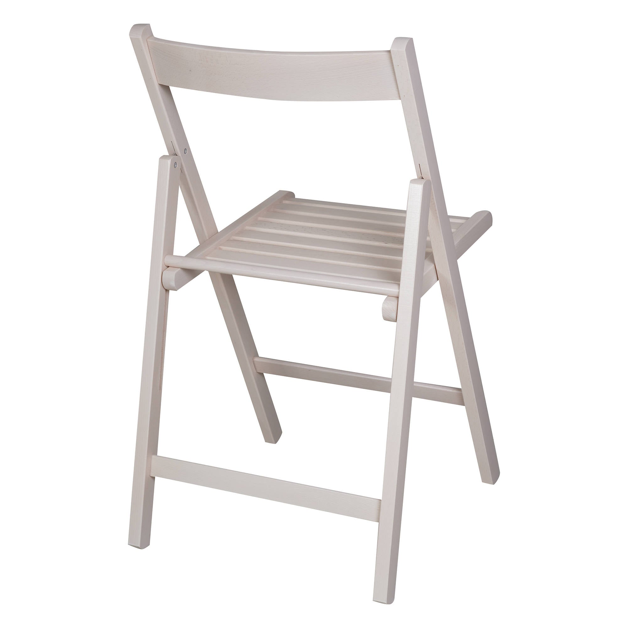 Set di 2 Sedie pieghevoli moderne in legno, per balcone o giardino, cm 42x48h79, Seduta h cm 47, colore Bianco