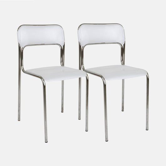 Sedia Ceuta, Sedia moderna in metallo e polipropilene, Ideale per sala da pranzo, cucina o salotto, Cm 43x45h.81, Bianco, Set da 2