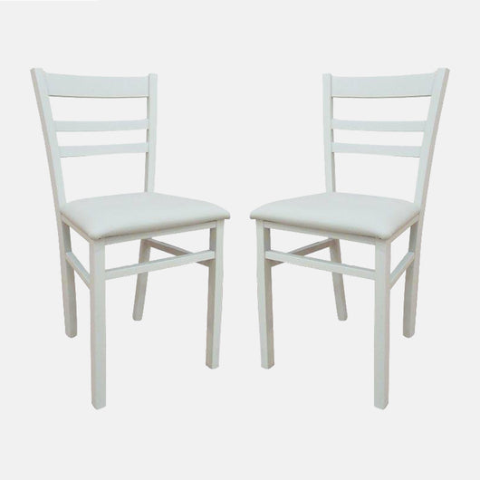 Sedia CiudadRodr, Sedia classica in legno con fondello in ecopelle , Ideale per sala da pranzo, cucina o salotto, Cm 41x43h86, Bianco, Set da 2