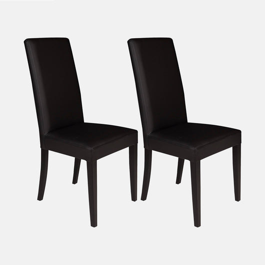 Sedia CorveradeA, Set di 2 Sedie moderne in legno con rivestimento in ecopelle, Ideale per sala da pranzo, cucina o salotto, Cm 46x54h98, Nero