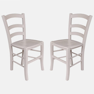 Sedia Coslada, Set di 2 Sedie classiche in legno color Bianco, Ideale per sala da pranzo, cucina o salotto, cm 46x42h87, con fondello in Legno