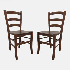 Sedia Cuenca, Set di 2 Sedie classiche in legno color Noce, Ideale per sala da pranzo, cucina o salotto, cm 44x45h87, con fondello in Legno