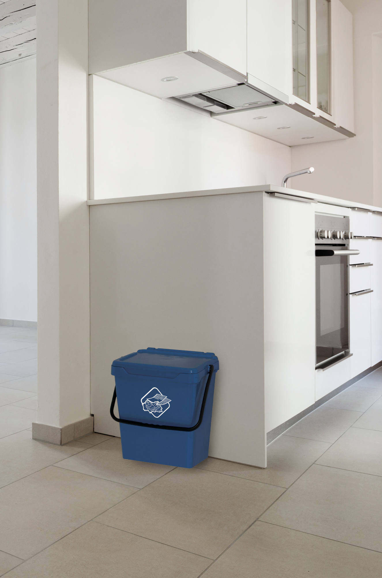 Cassonetto in polipropilene per raccolta differenziata, Contenitore per rifiuti da 30l, 100% Made in Italy, cm 40x31h39, colore Blu