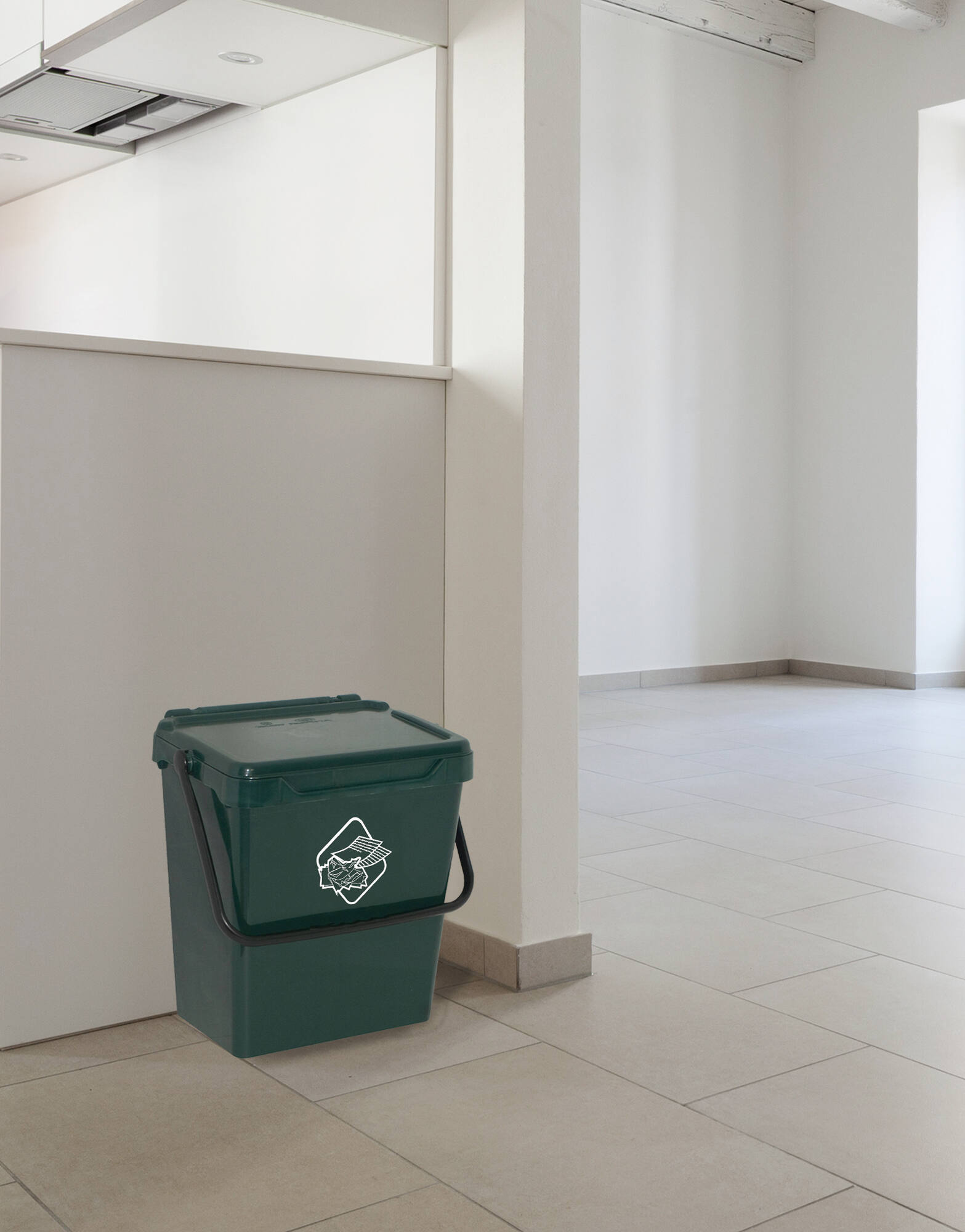 Cassonetto in polipropilene per raccolta differenziata, Contenitore per rifiuti da 30l, 100% Made in Italy, cm 40x31h39, colore Verde