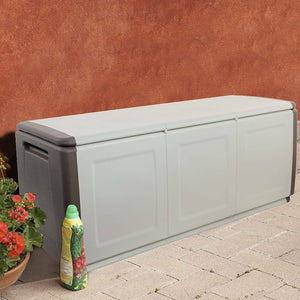 Baule contenitore multiuso polipropilene, Box portatutto, 100% Made in Italy, cm 138x53h57, colore Grigio chiaro