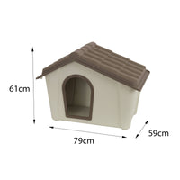 Cuccia in polipropilene da esterno o interno, Casetta per cani o gatti, 100% Made in Italy, cm 79x59h61, colore Beige