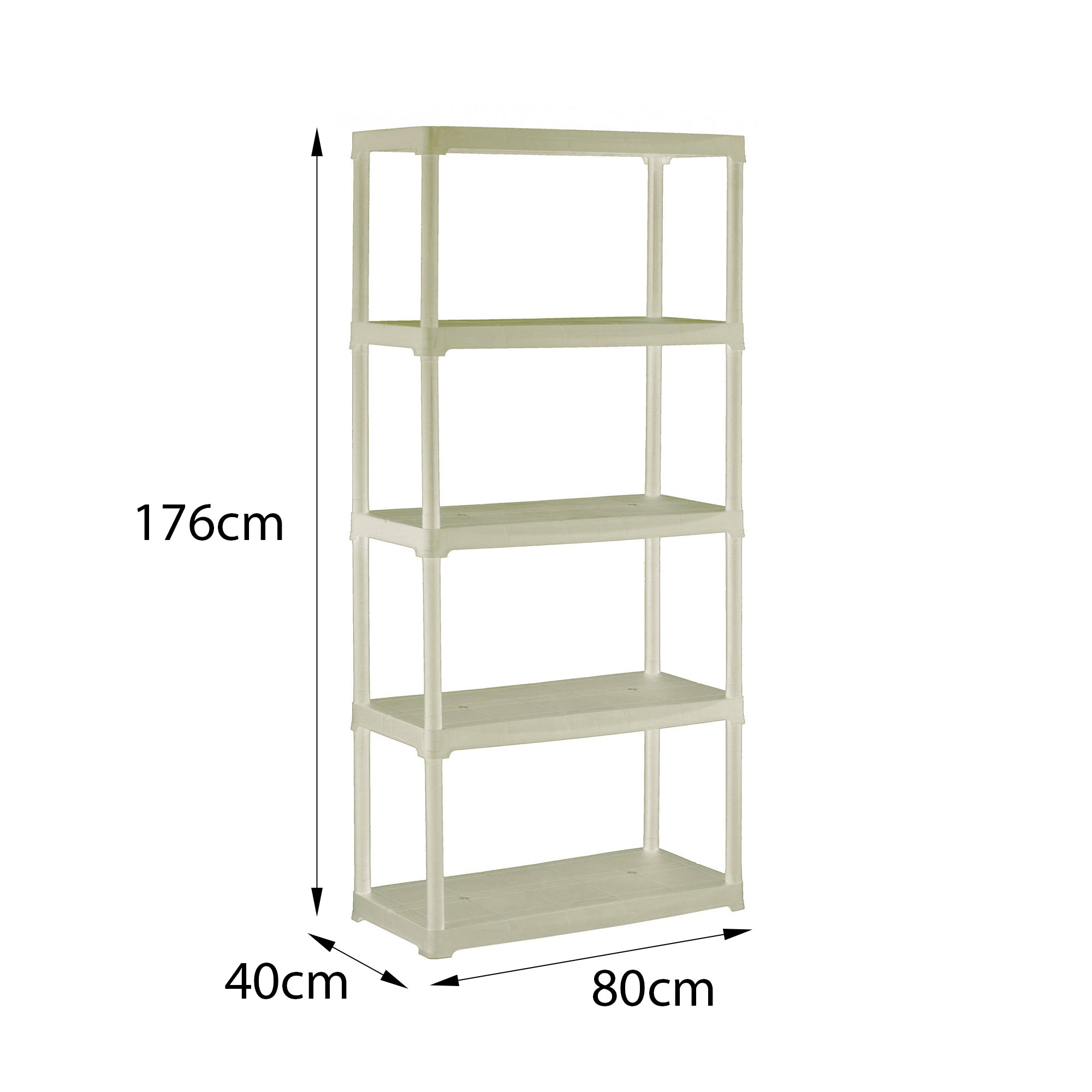 Scaffale a 3 ripiani in polipropilene, Scaffalatura multiuso per interno o esterno, 100% Made in Italy, cm 80x40h176, colore Grigio chiaro