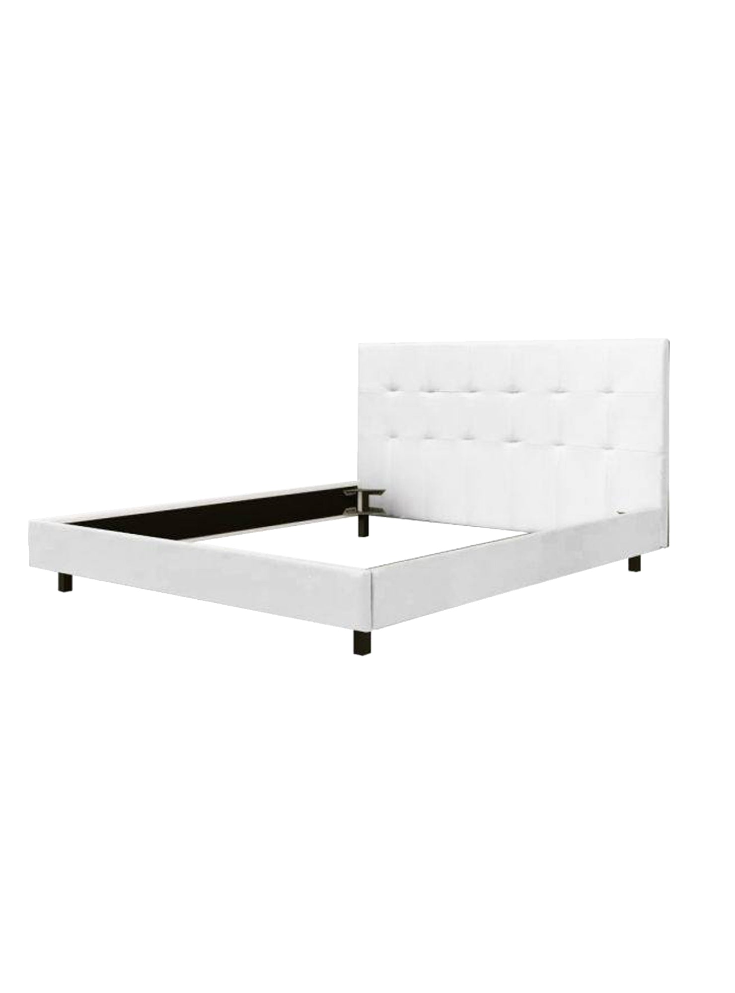 Letto matrimoniale Abaran, Letto con testiera e rete a doghe inclusa, Made in Italy, Struttura in legno ed ecopelle, adatto per materasso 160x190 Cm, Bianco