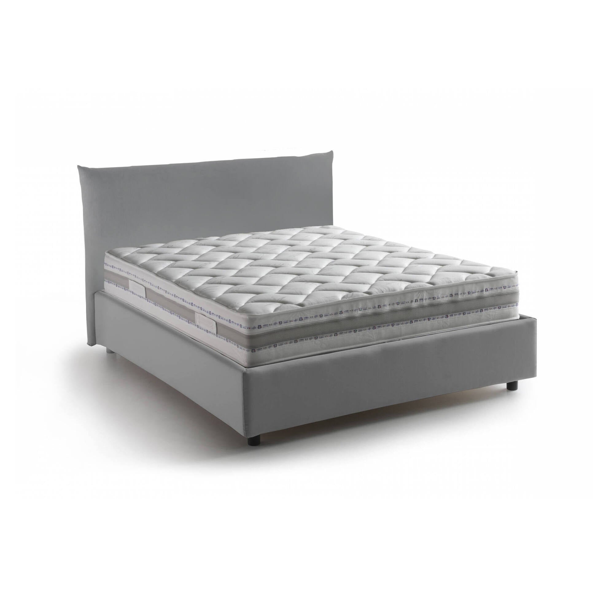 Letto piazza e mezza Dbranc, Letto contenitore con rivestimento in tessuto, 100% Made in Italy, Apertura frontale, con materasso Cm 120x190 incluso, Grigio