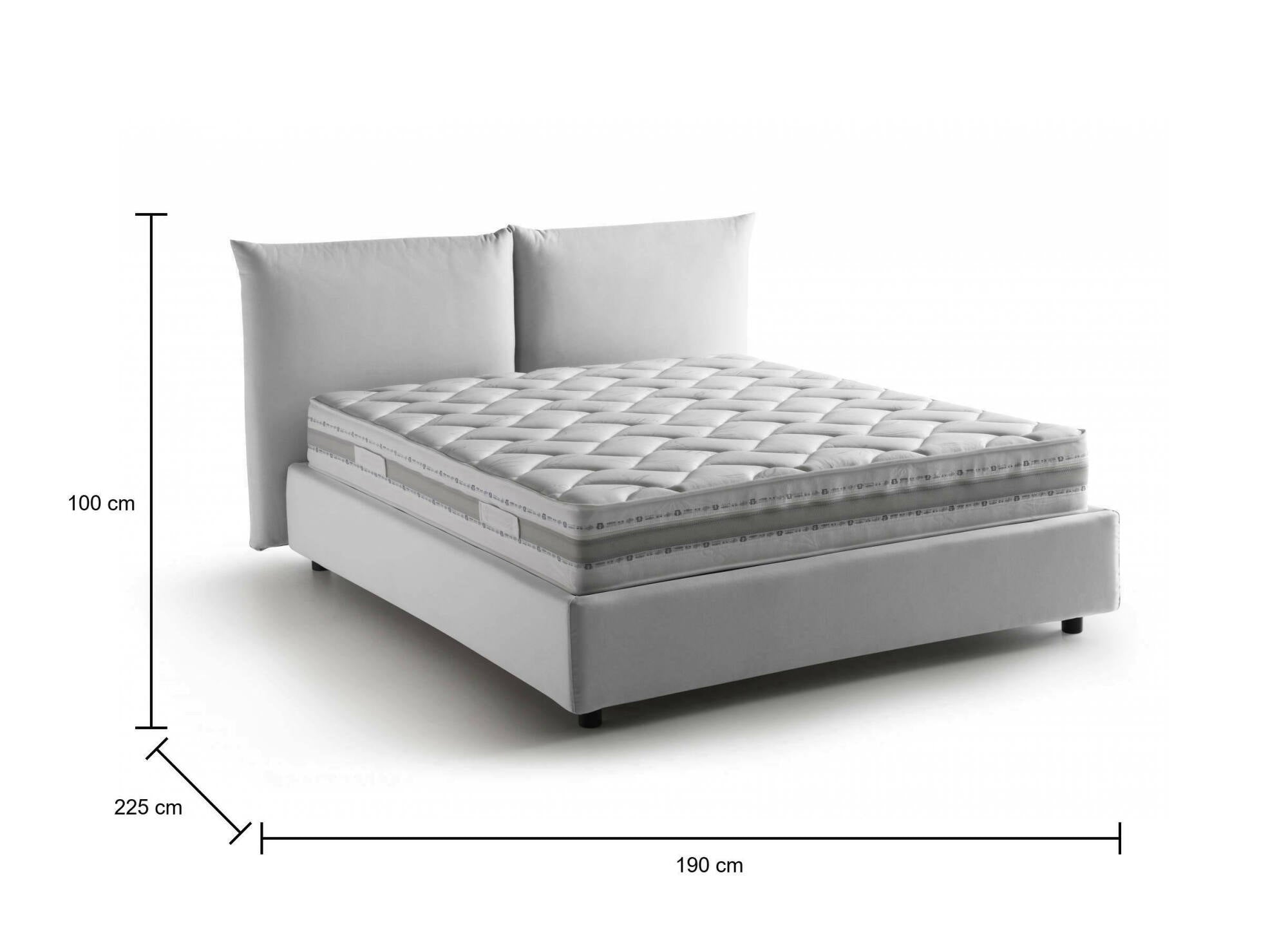 Letto matrimoniale Dbrunor, Letto contenitore con rivestimento in tessuto, 100% Made in Italy, Apertura frontale, con materasso Cm 160x200 incluso, Bianco