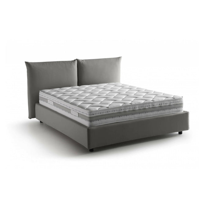 Letto matrimoniale Dbrunor, Letto contenitore con rivestimento in tessuto, 100% Made in Italy, Apertura frontale, con materasso Cm 160x200 incluso, Grigio