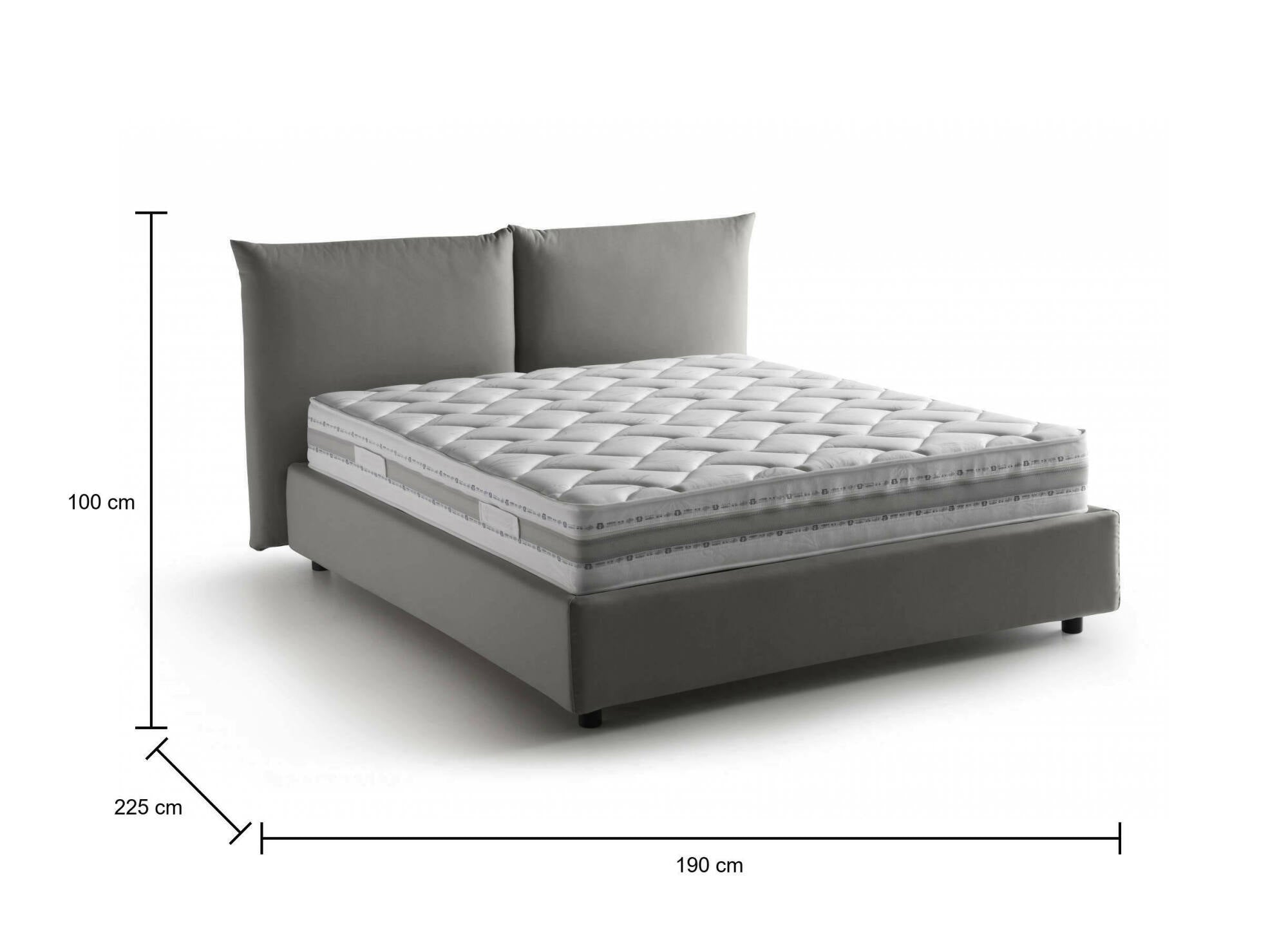 Letto matrimoniale Dbrunor, Letto contenitore con rivestimento in tessuto, 100% Made in Italy, Apertura frontale, con materasso Cm 160x200 incluso, Grigio