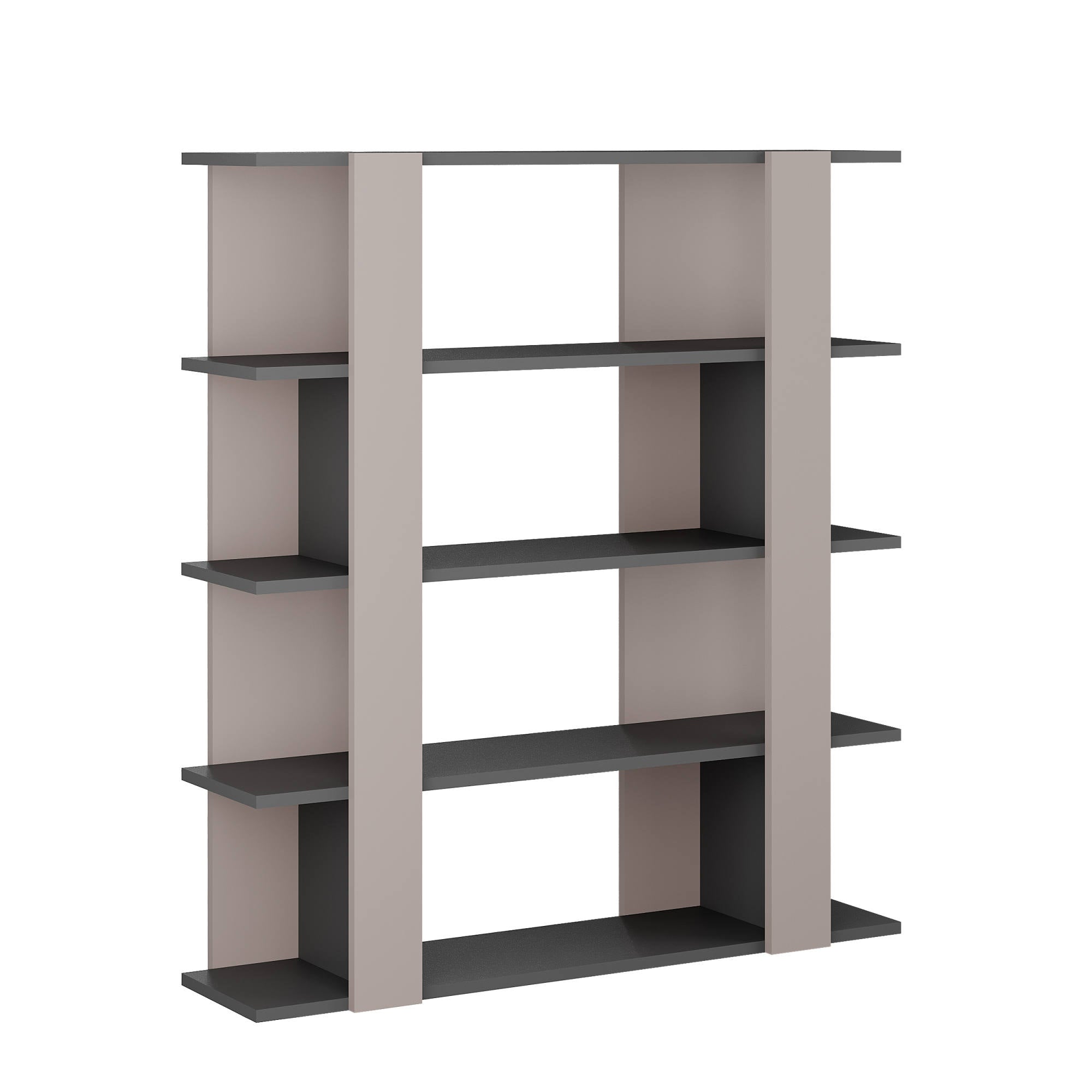 Libreria ElVisodelA, Biblioteca a 4 ripiani, Scaffale da ufficio per libri, Mobile portalibri, Cm 110x29h122, Grigio