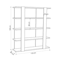 Libreria ElVisodelA, Biblioteca a 4 ripiani, Scaffale da ufficio per libri, Mobile portalibri, Cm 110x29h122, Grigio