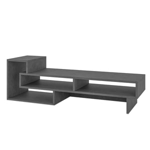 Mobile porta TV Fraga, Credenza moderna a ripiani, Mobile da soggiorno con vani a giorno, Cm 136x40h42, Cemento scuro