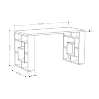 Scrivania Fuentealam, Scrittoio moderno con librerie laterali, Tavolo da studio o ufficio porta PC portalibri, Cm 140x60h75, Bianco