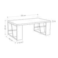 Tavolino da salotto Galapagar, Tavolino da caffè moderno geometrico, Tavolo basso da soggiorno, mobile portariviste, Cm 105x60h40, Bianco e Grigio