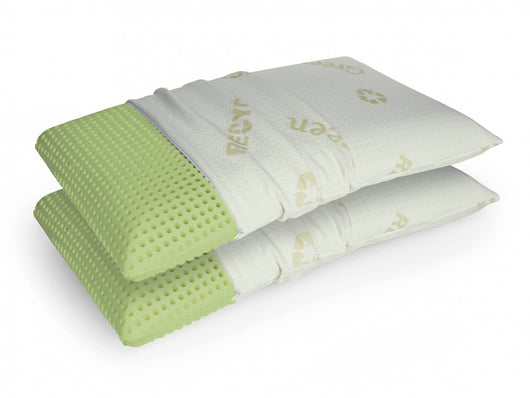 Talamo Italia coppia di cuscini per letto, 100% Made in Italy, Guanciali in Green Memory Biologico forato e federa ecosostenibile, 73x43xh14 cm