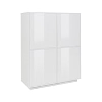 Credenza Dpaci, Madia da cucina a 4 ante, Buffet da soggiorno, 100% Made in Italy, cm 100x41h126, Bianco lucido