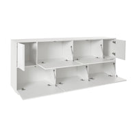 Credenza Dnapp, Madia da cucina a 7 ante, Buffet da soggiorno, 100% Made in Italy, cm 200x41h86, Bianco lucido