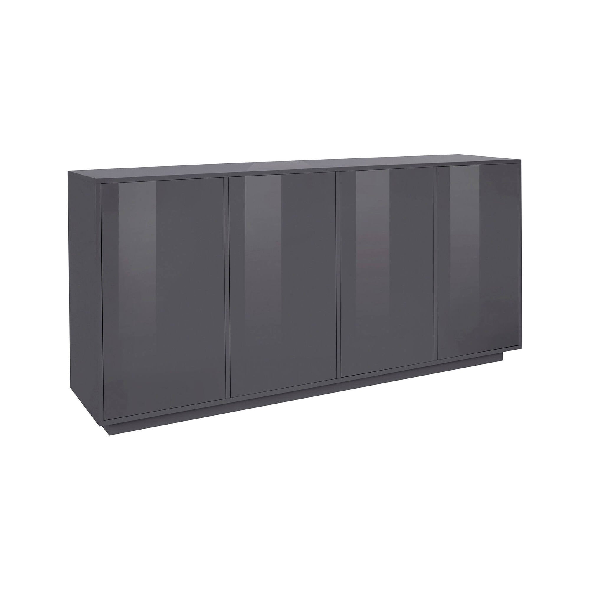 Credenza Dnande, Madia da cucina a 4 ante, Buffet da soggiorno, 100% Made in Italy, cm 180x41h86, Antracite lucido