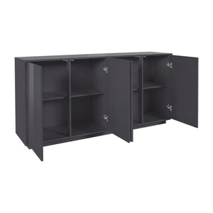 Credenza Dnande, Madia da cucina a 4 ante, Buffet da soggiorno, 100% Made in Italy, cm 180x41h86, Antracite lucido