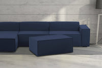 Pouf Antonella, Pouf da salotto, 100% Made in Italy, Poltroncina relax in tessuto imbottito, Cm 100x70h43, Blu