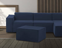 Pouf Barbara, Pouf da salotto, 100% Made in Italy, Poltroncina relax in tessuto imbottito, Cm 80x70h43, Blu