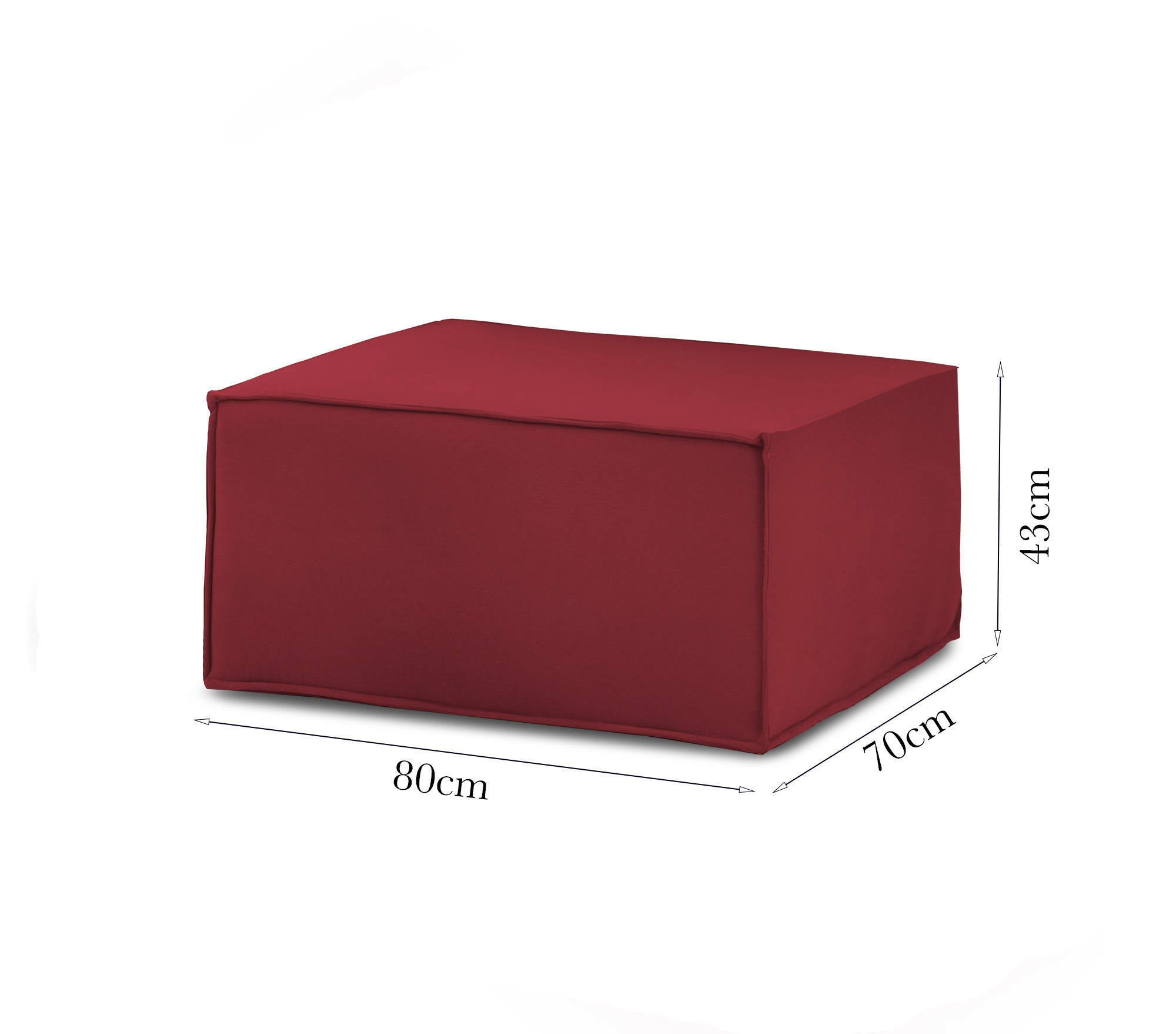 Pouf Barbara, Pouf da salotto, 100% Made in Italy, Poltroncina relax in tessuto imbottito, Cm 80x70h43, Rosso