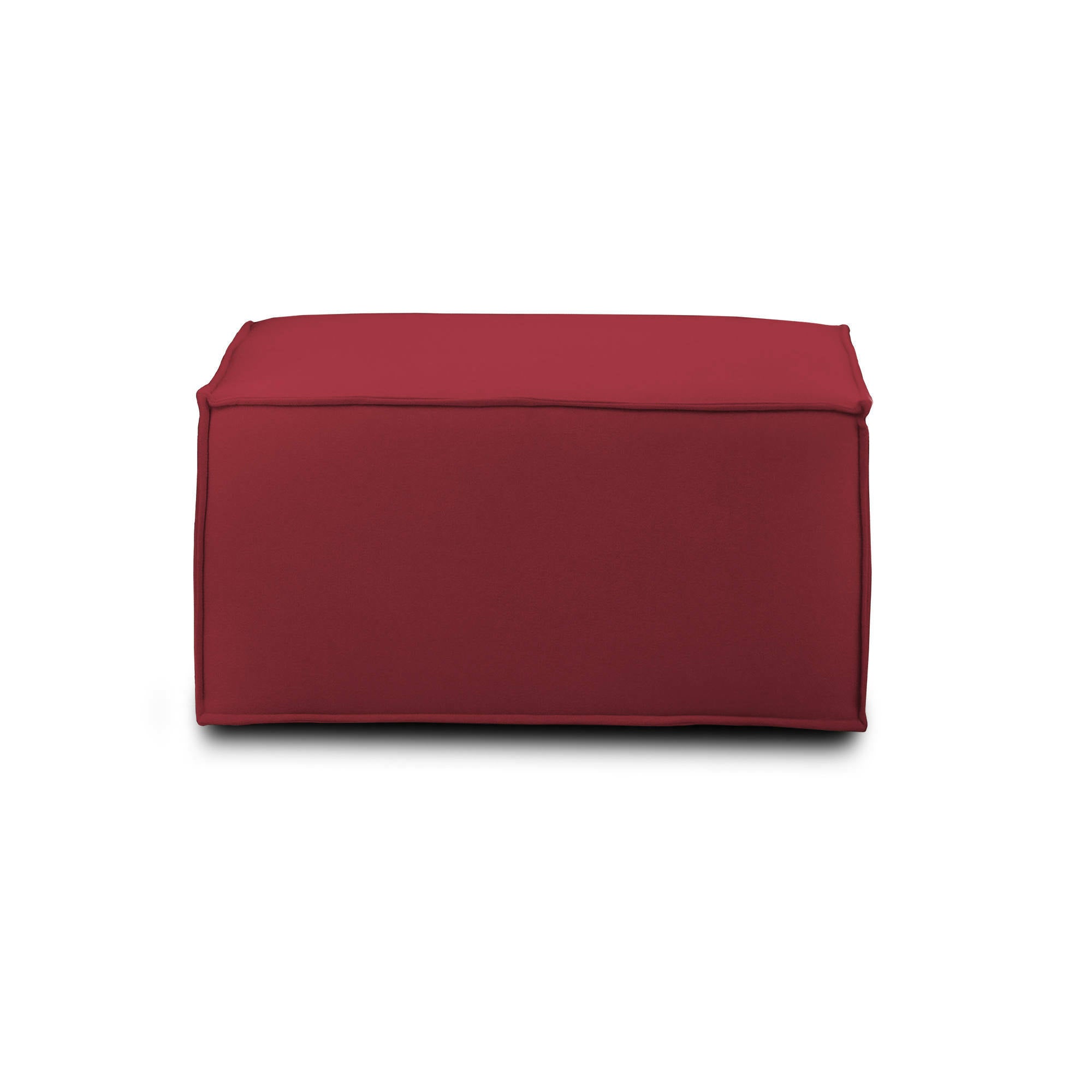 Pouf Barbara, Pouf da salotto, 100% Made in Italy, Poltroncina relax in tessuto imbottito, Cm 80x70h43, Rosso