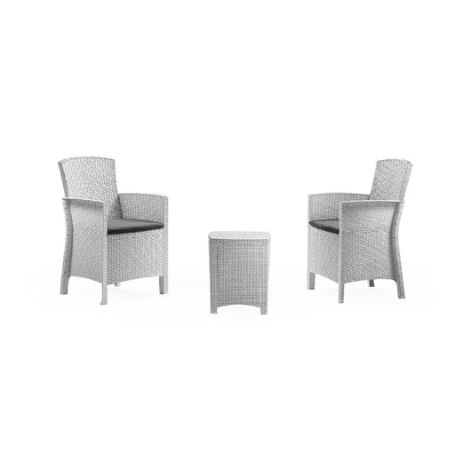 Salottino da esterno Jupiter, Set da giardino con cuscini, Salottino  effetto rattan, 100% Made in Italy, Bianco