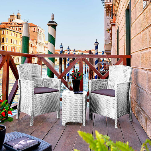 Salottino da esterno Jupiter, Set da giardino con cuscini, Salottino  effetto rattan, 100% Made in Italy, Bianco