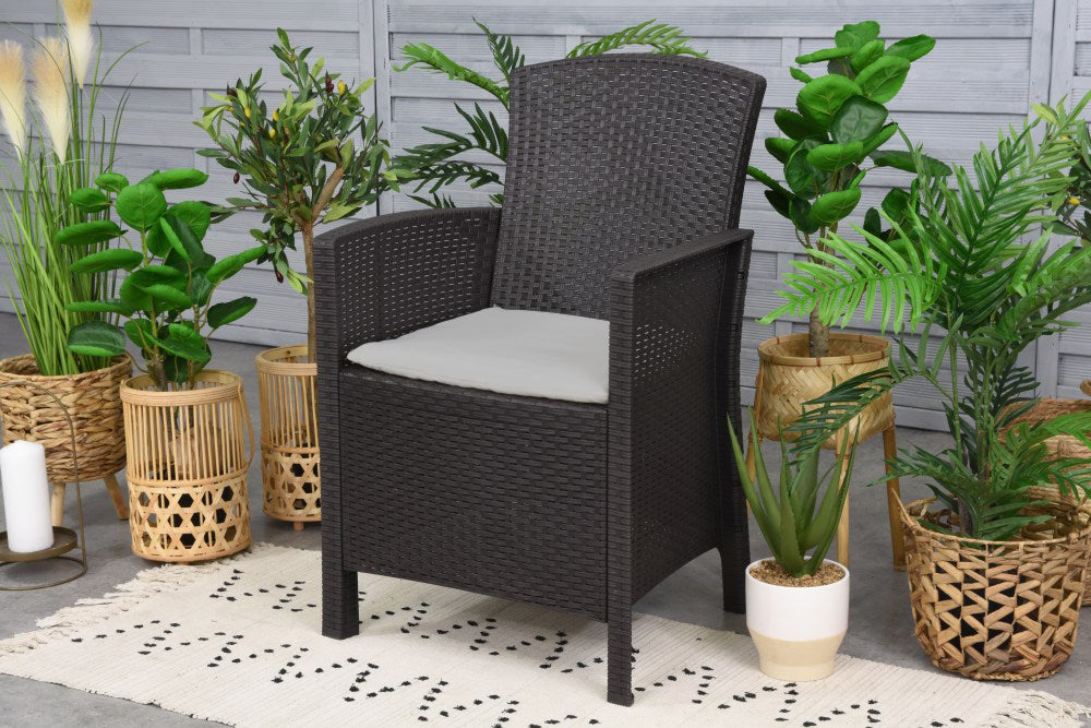 Salottino da esterno Urano, Set da giardino con cuscini, Salottino  effetto rattan, 100% Made in Italy, Antracite