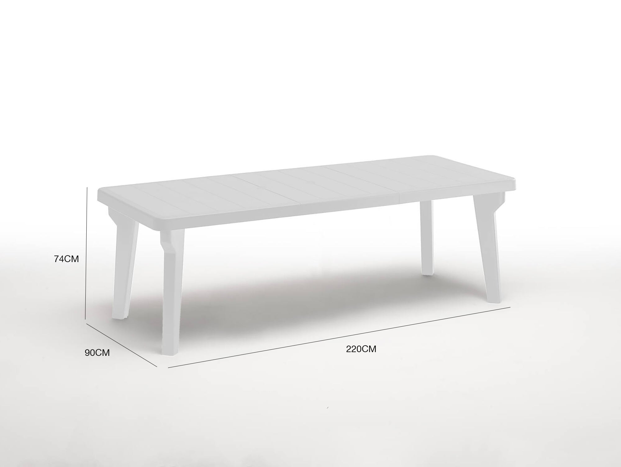 Tavolo da esterno Mercurio, Tavolo rettangolare, Tavolo allungabile da giardino o da bar, 100% Made in Italy, Cm 160-220x90h74, Bianco