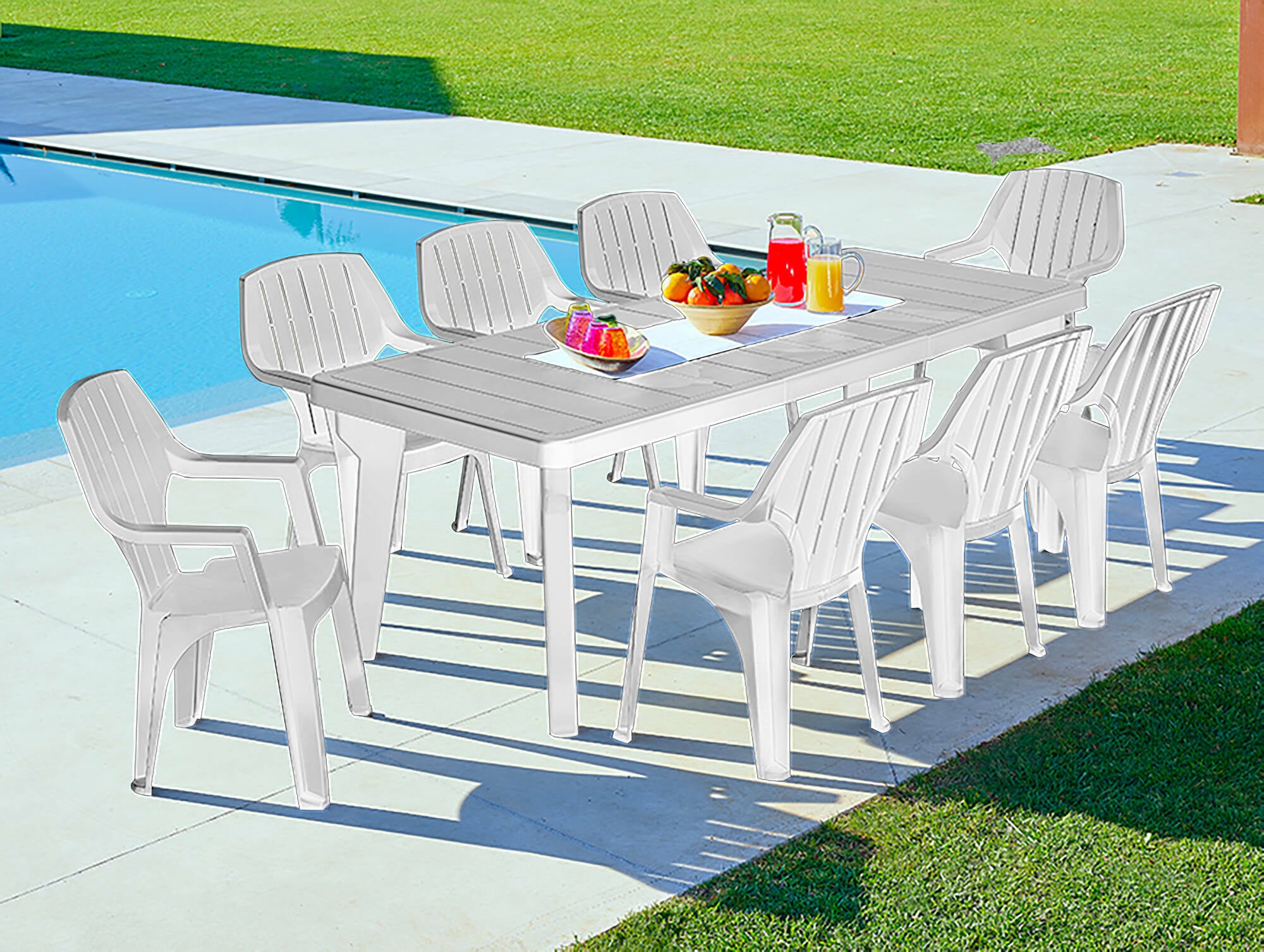 Tavolo da esterno Mercurio, Tavolo rettangolare, Tavolo allungabile da giardino o da bar, 100% Made in Italy, Cm 160-220x90h74, Bianco