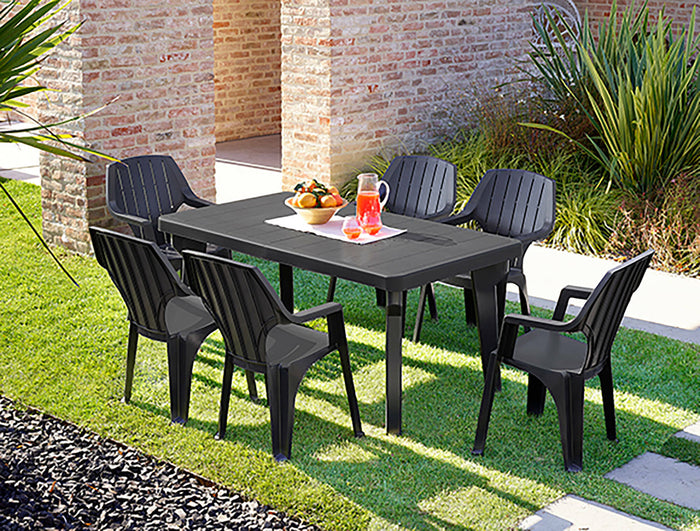 Tavolo da esterno Mercurio, Tavolo rettangolare, Tavolo allungabile da giardino o da bar, 100% Made in Italy, Cm 160-220x90h74, Antracite