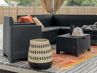 Salottino da esterno Eris, Set da giardino con cuscini, Salottino  effetto rattan, 100% Made in Italy, Antracite