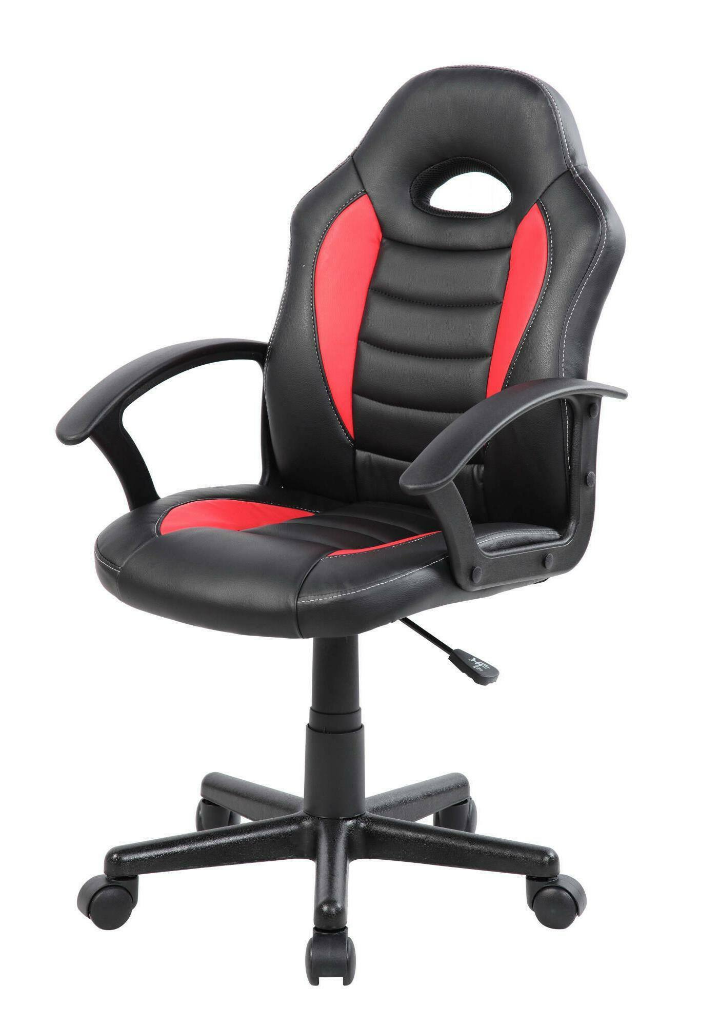 Sedia da gaming Dfaraon, Poltrona da gaming ragazzo, Sedia da scrivania, 56x55h89/100 cm, Nero e Rosso