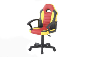 Sedia da gaming Dfaraon, Poltrona da gaming ragazzo, Sedia da scrivania, 56x55h89/100 cm, Rosso e Giallo