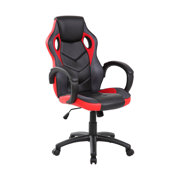 Sedia da gaming Darlanc, Poltrona da gaming adulto, Sedia da scrivania, 66x61h104/114 cm, Nero e Rosso