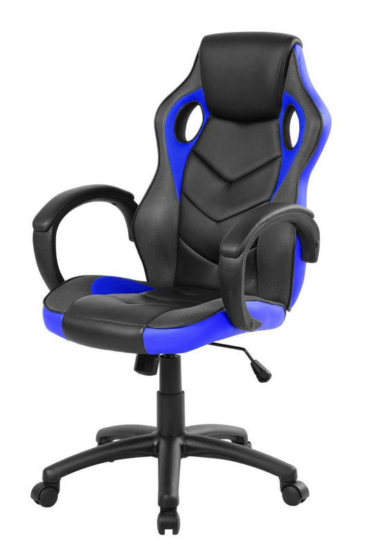 Sedia da gaming Darlanc, Poltrona da gaming adulto, Sedia da scrivania, 66x61h104/114 cm, Nero e Blu