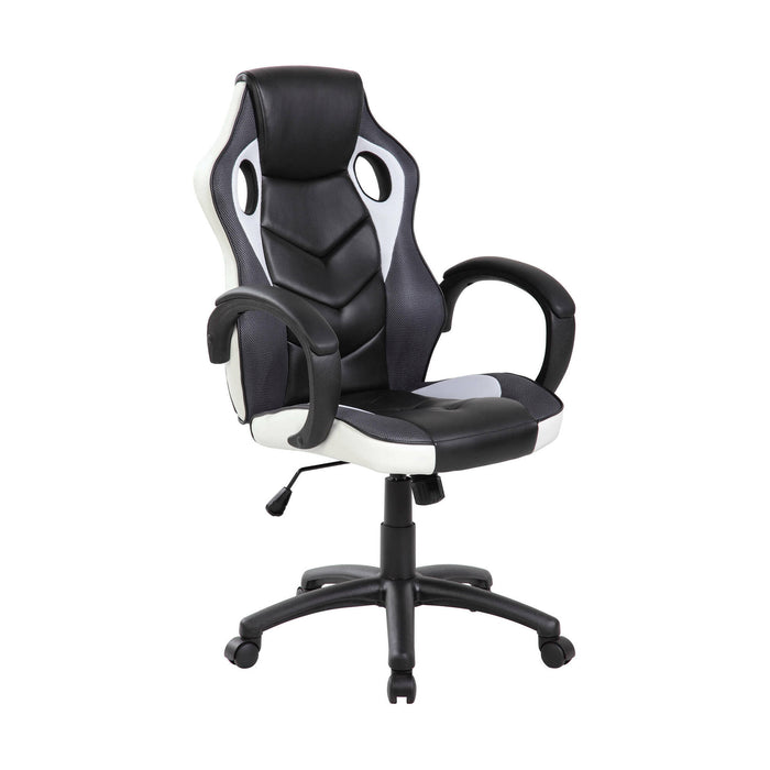 Sedia da gaming Darlanc, Poltrona da gaming adulto, Sedia da scrivania, 66x61h104/114 cm, Nero e Bianco