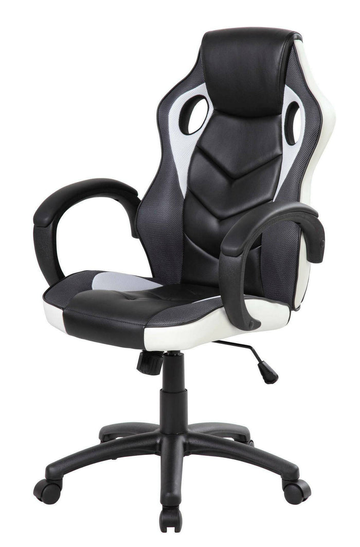 Sedia da gaming Darlanc, Poltrona da gaming adulto, Sedia da scrivania, 66x61h104/114 cm, Nero e Bianco