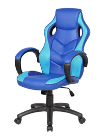 Sedia da gaming Darlanc, Poltrona da gaming adulto, Sedia da scrivania, 66x61h104/114 cm, Blu e Azzurro