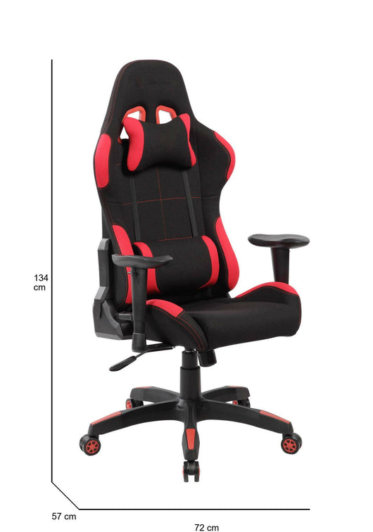 Sedia da gaming Daren, Poltrona da gaming adulto, Sedia da scrivania, 57x72h124/134 cm, Nero e Rosso